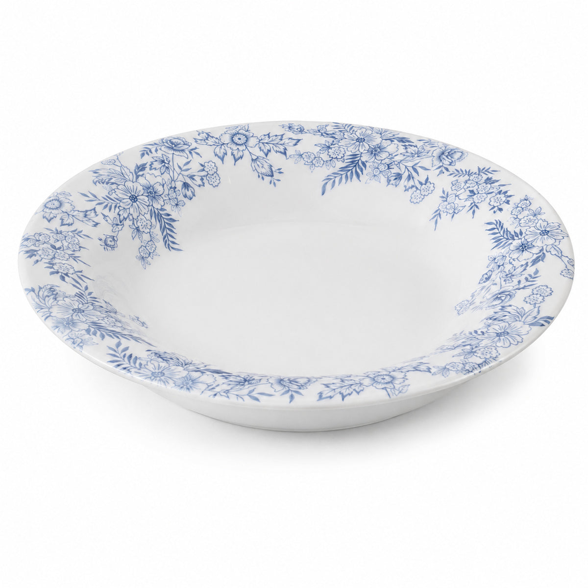 Double Glazed Melamine Deep Plate | Soup Plate Classic Blue Floral Rim