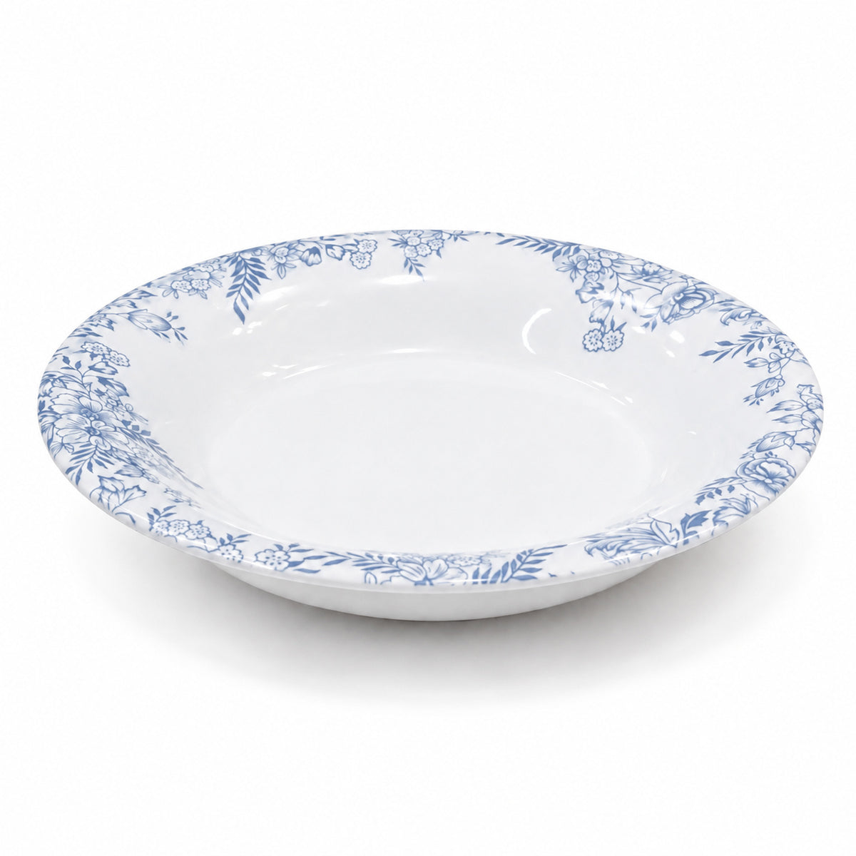 Double Glazed Melamine Quarter Plate Classic Blue Floral Rim