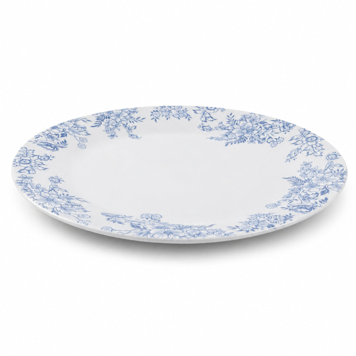 Double Glazed Melamine Rice Plate| Dinner Plate Classic Blue Floral Rim