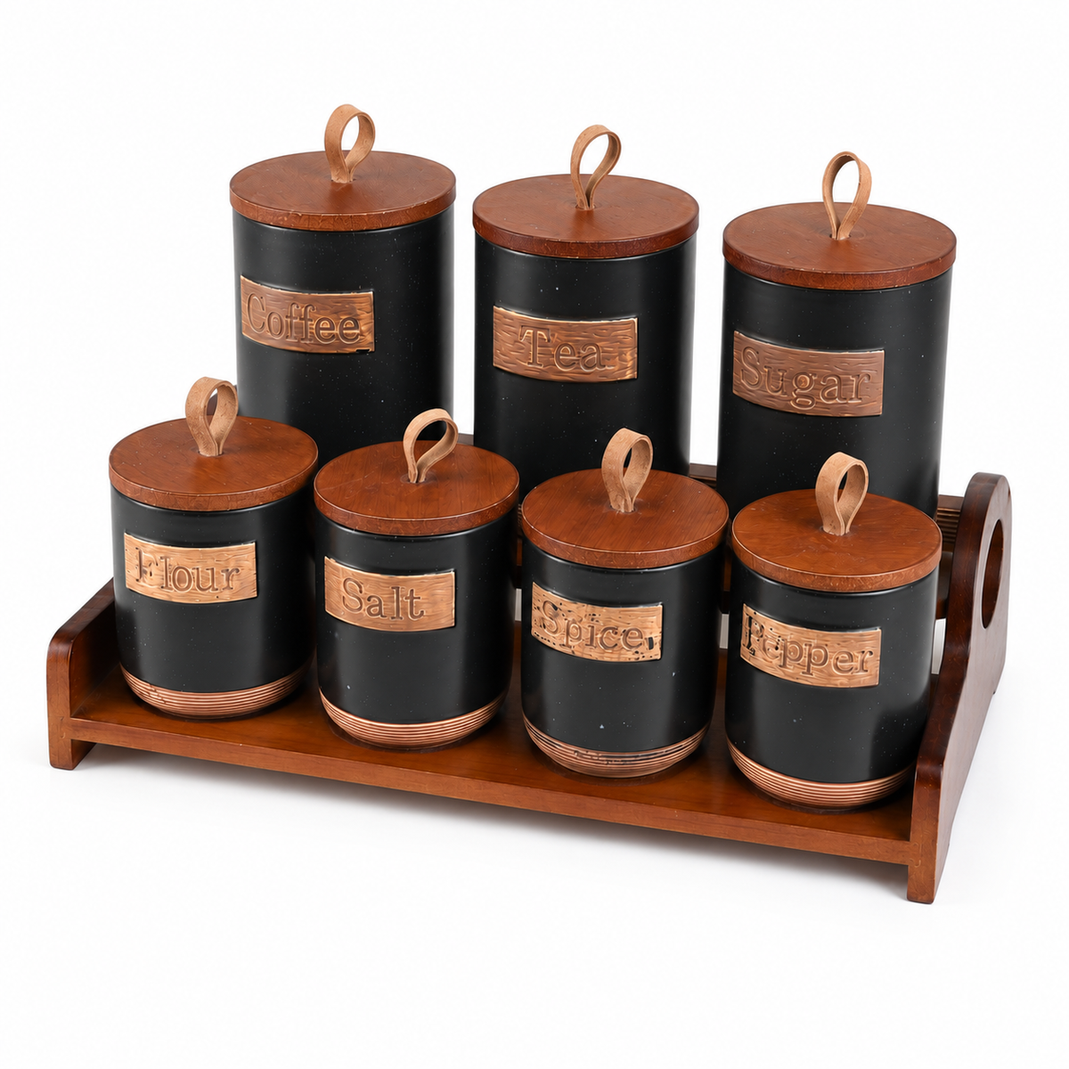 Ceramic Wood Stand Jar Set 7pc Fr A25-3 - Image 3