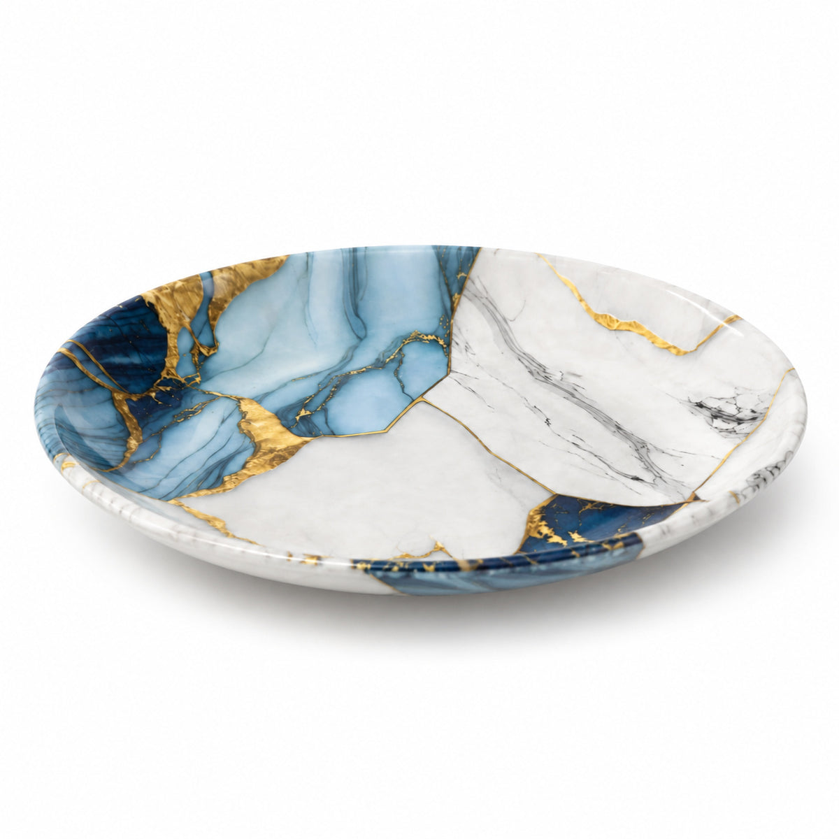 Blue and White Marble Print Double Glazed Melamine Quarter Plate