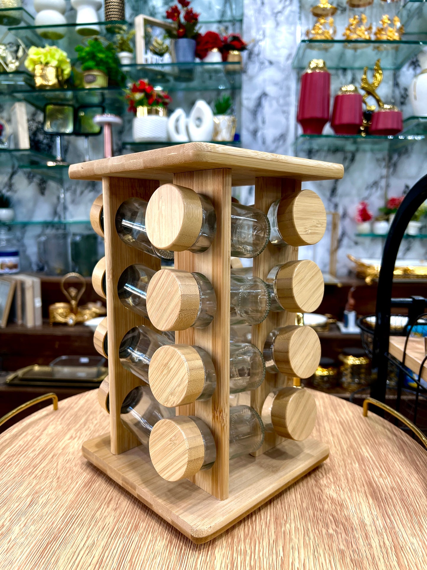 Wooden Rotatable Spice Rack