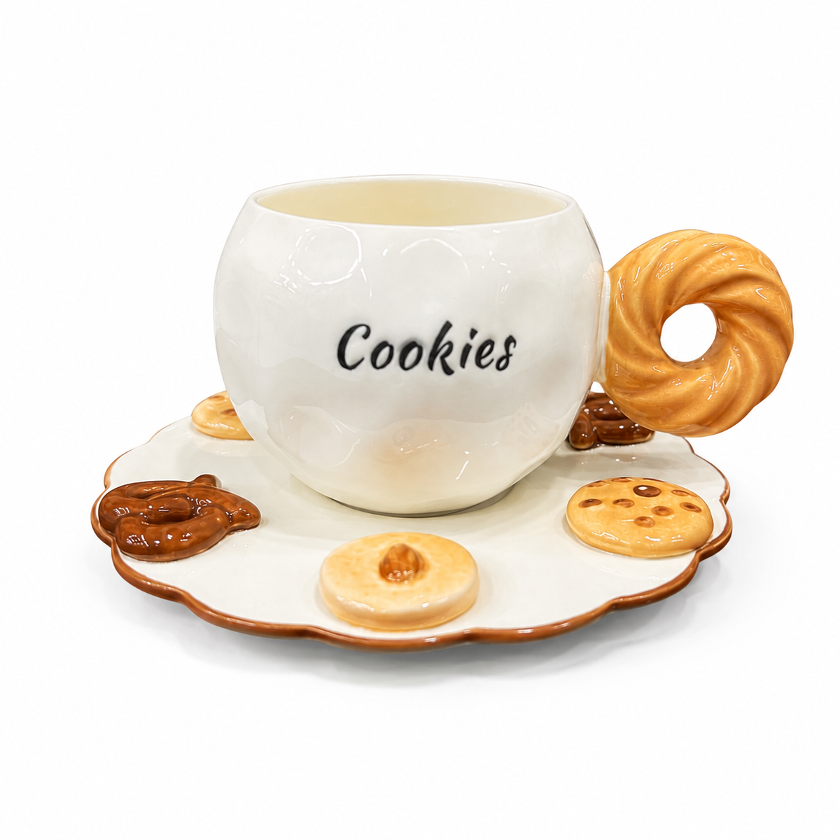 Sj Ceramic Cup N Saucer Cookies Dm 93 - Image 1
