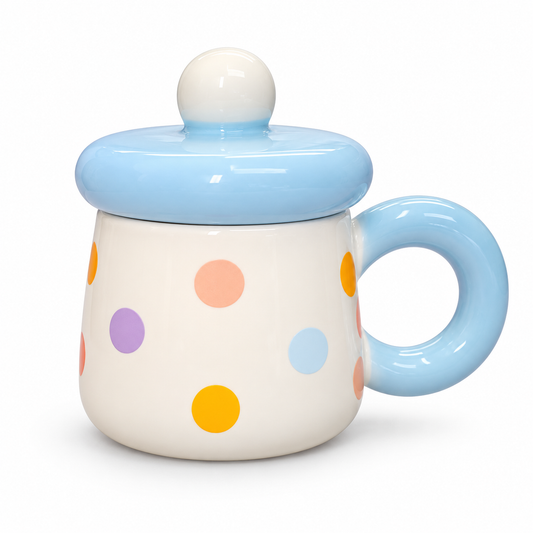 Sj Polka Dot Mug W Lid Dm 29y - Image 1