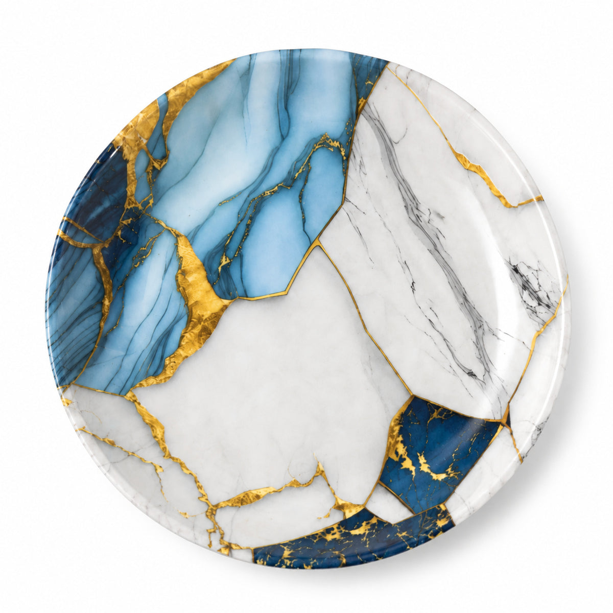 Blue and White Marble Print Double Glazed Melamine Quarter Plate
