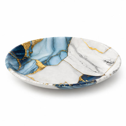 Blue and White Marble Print Double Glazed Melamine Quarter Plate