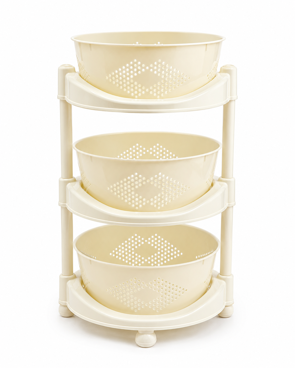 3 Layer Plastic Vegetable Rack for Storage and Kitchen Organization Multi-purpose, Durable, Removeable Baskets