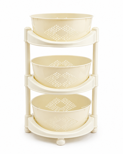 3 Layer Plastic Vegetable Rack for Storage and Kitchen Organization Multi-purpose, Durable, Removeable Baskets