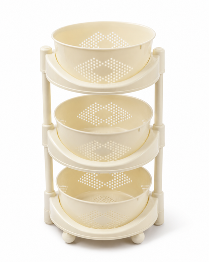 3 Layer Plastic Vegetable Rack for Storage and Kitchen Organization Multi-purpose, Durable, Removeable Baskets