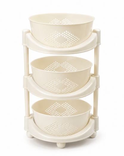 3 Layer Plastic Vegetable Rack for Storage and Kitchen Organization Multi-purpose, Durable, Removeable Baskets