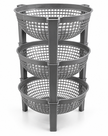 Plastic 3-Tier Vegetables Onion Storage Rack Baskets Shelves Organizer Round Baskets Drying Rack