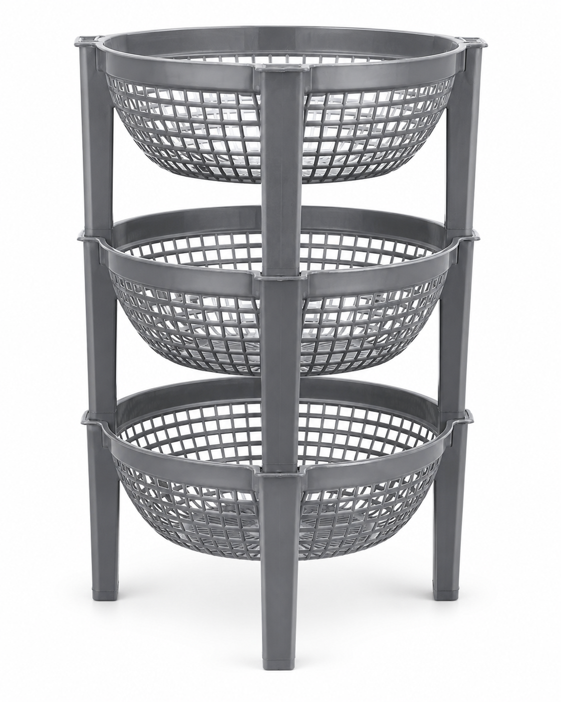 Plastic 3-Tier Vegetables Onion Storage Rack Baskets Shelves Organizer Round Baskets Drying Rack