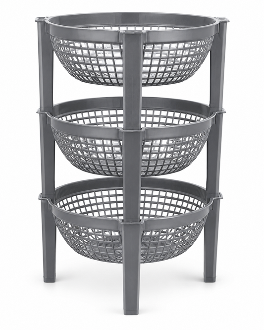 Plastic 3-Tier Vegetables Onion Storage Rack Baskets Shelves Organizer Round Baskets Drying Rack