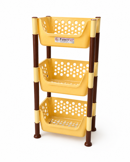 Fruit and Vegetable Storage Rack, with Wheels for Onions and Potatoes | Rotatable | 3 Layer Plastic (Copy)