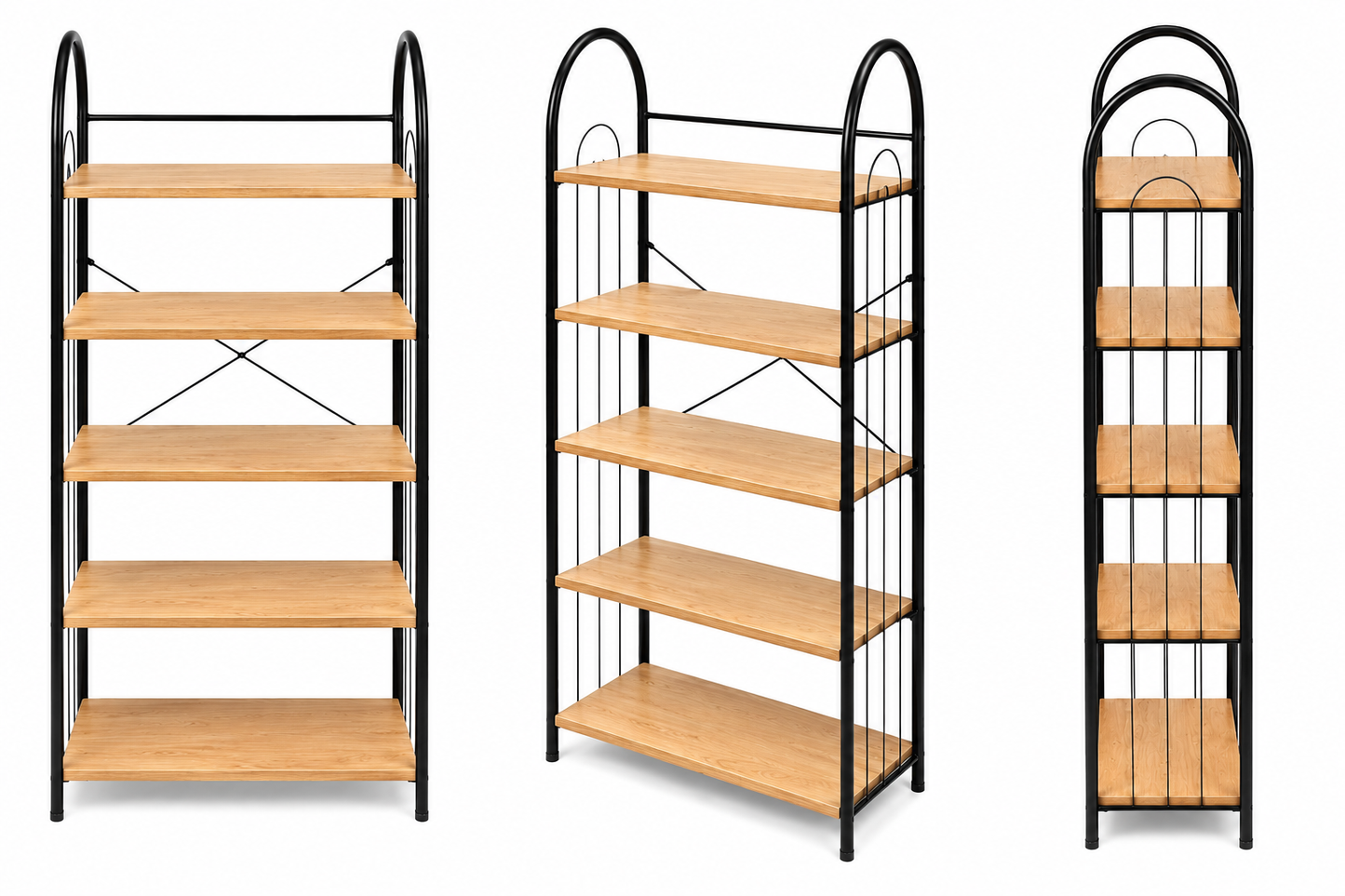 Multipurpose Shelve 5 Tier In Metal base with wooden shelves